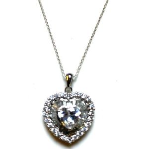 Sterling Silver Heart Shaped Multi Stone Necklace